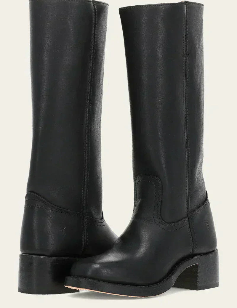 Estelle Vanthorpe | Dark Brown Knee-High Leather Boots Slim Fit