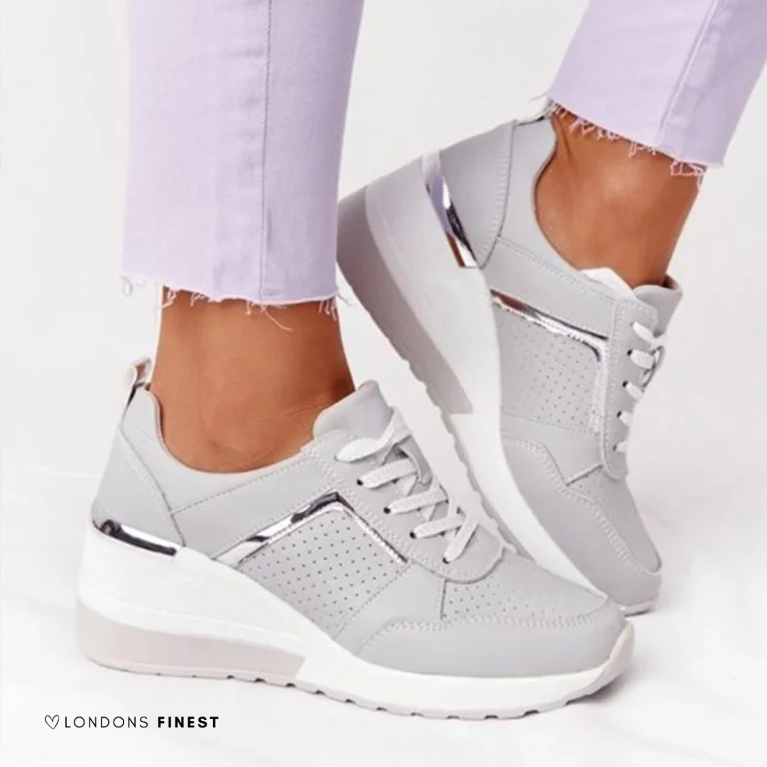 Celestine Harlow | Women's Orthopedic Wedge Sneakers in Beige