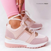 Celestine Harlow | Women's Orthopedic Wedge Sneakers in Beige