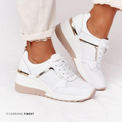 Celestine Harlow | Women's Orthopedic Wedge Sneakers in Beige