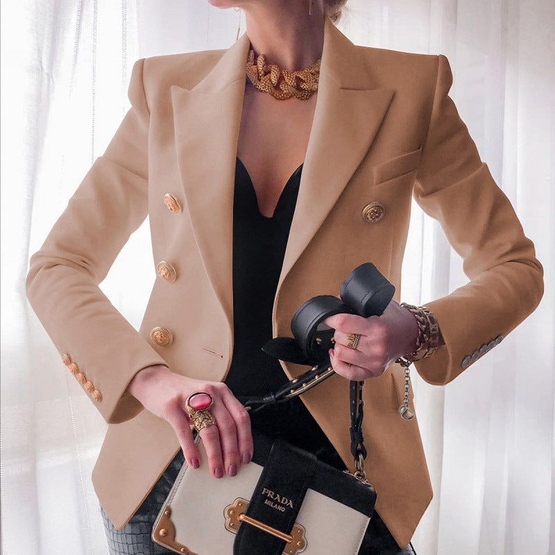 Arabella Fontaine-Lacroix | Black Double-Breasted Blazer with Gold Buttons