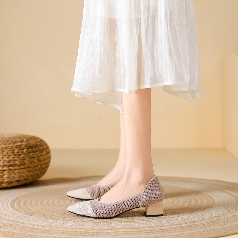 Lysette Carmichael | Leopard Print Knit Block Heel Pumps