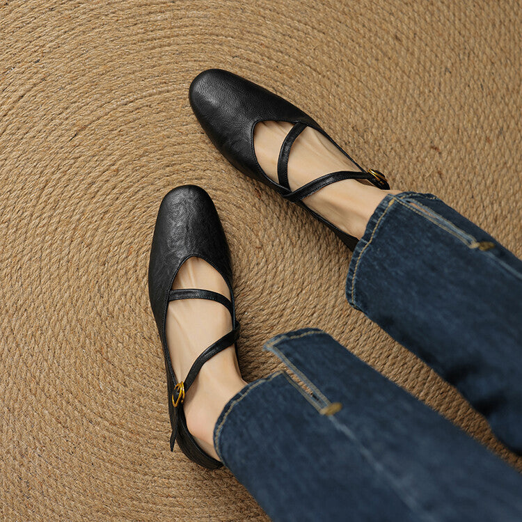Amélie Vosburgh | Tan Leather Mary Jane Flats