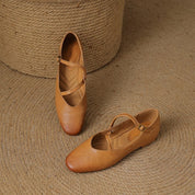 Amélie Vosburgh | Tan Leather Mary Jane Flats