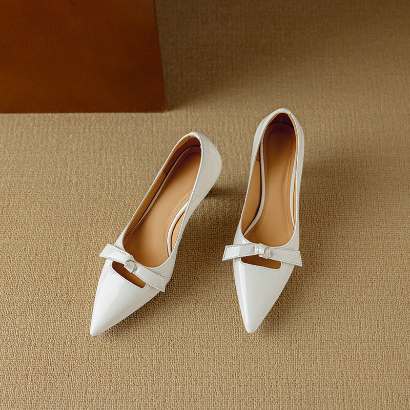 Eloise Branwell | Blush Patent Bow Detail Kitten Heel Pump