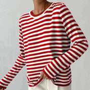 Céleste Ravenhill | Navy & White Striped Long-Sleeve Knit Top