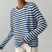 Céleste Ravenhill | Navy & White Striped Long-Sleeve Knit Top
