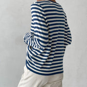 Céleste Ravenhill | Navy & White Striped Long-Sleeve Knit Top