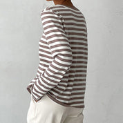 Céleste Ravenhill | Navy & White Striped Long-Sleeve Knit Top