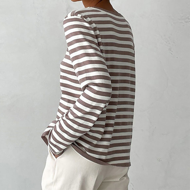 Céleste Ravenhill | Navy & White Striped Long-Sleeve Knit Top