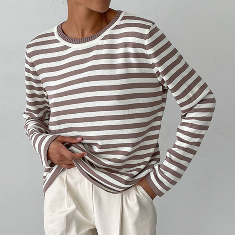 Céleste Ravenhill | Navy & White Striped Long-Sleeve Knit Top
