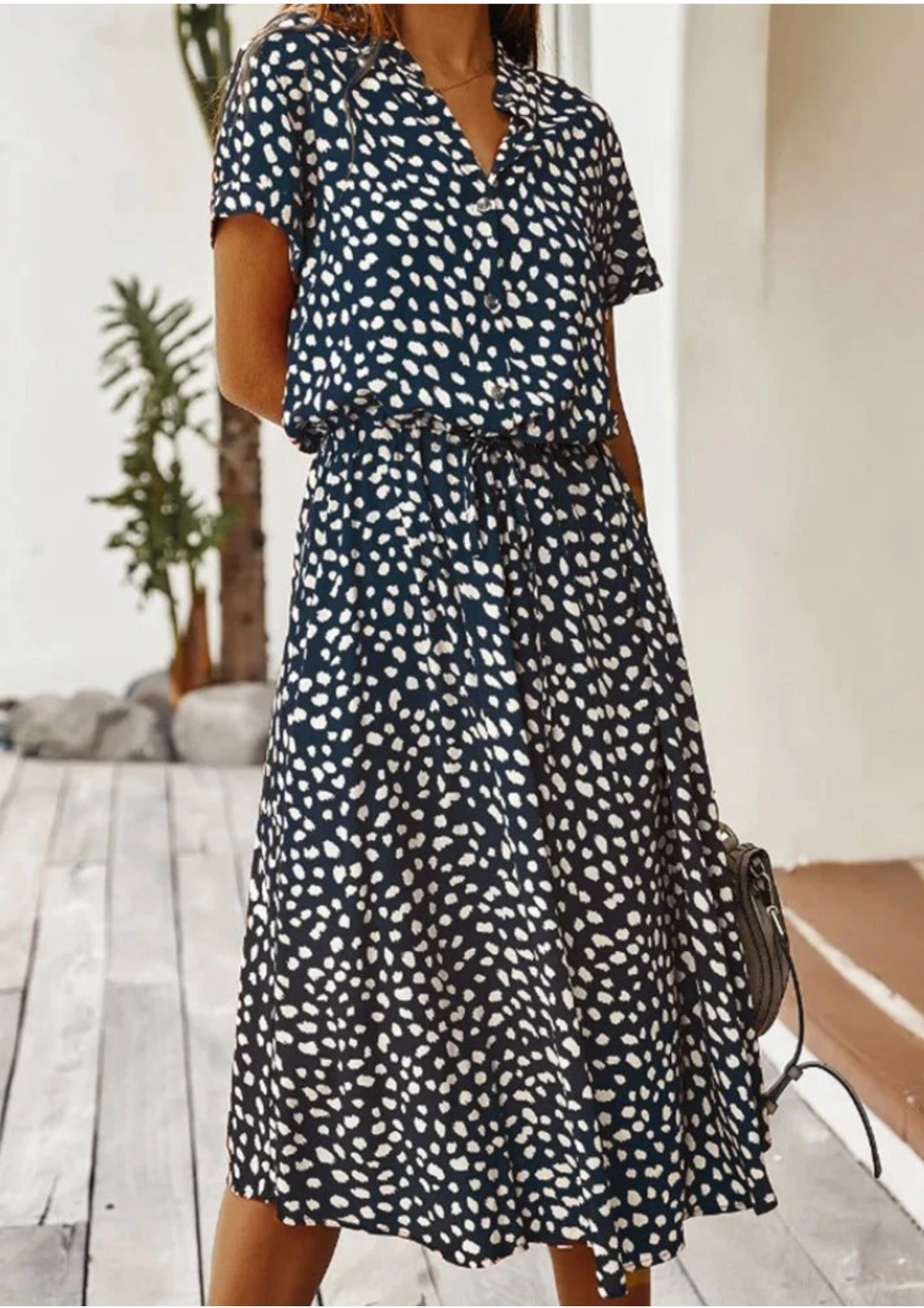 Sylvaine Fontecrois | Spotted Print Button-Down Midi Dress