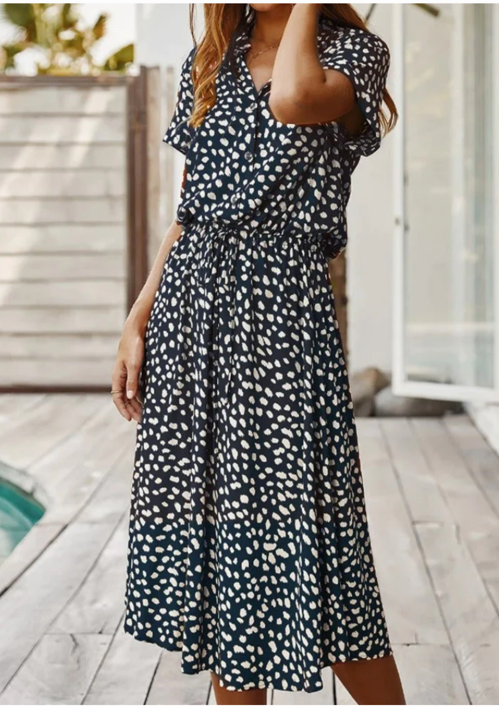 Sylvaine Fontecrois | Spotted Print Button-Down Midi Dress