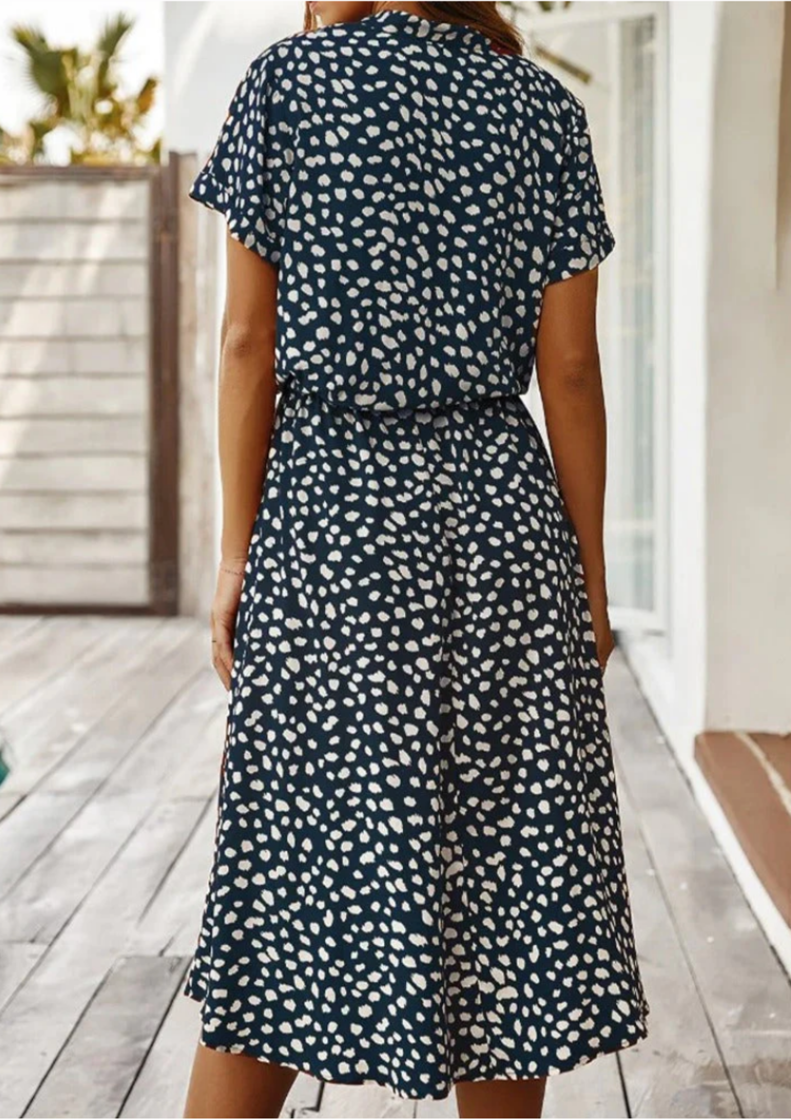 Sylvaine Fontecrois | Spotted Print Button-Down Midi Dress