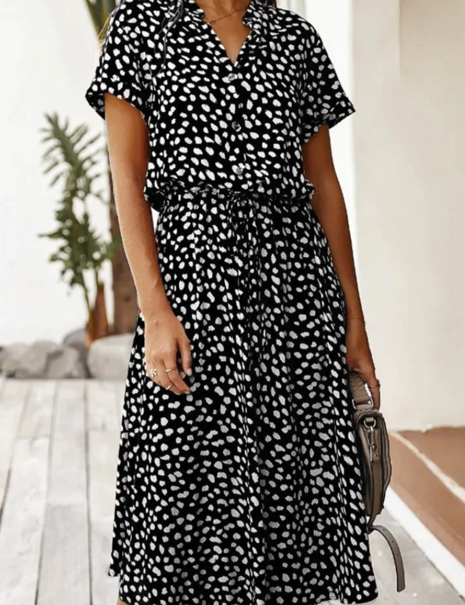 Sylvaine Fontecrois | Spotted Print Button-Down Midi Dress