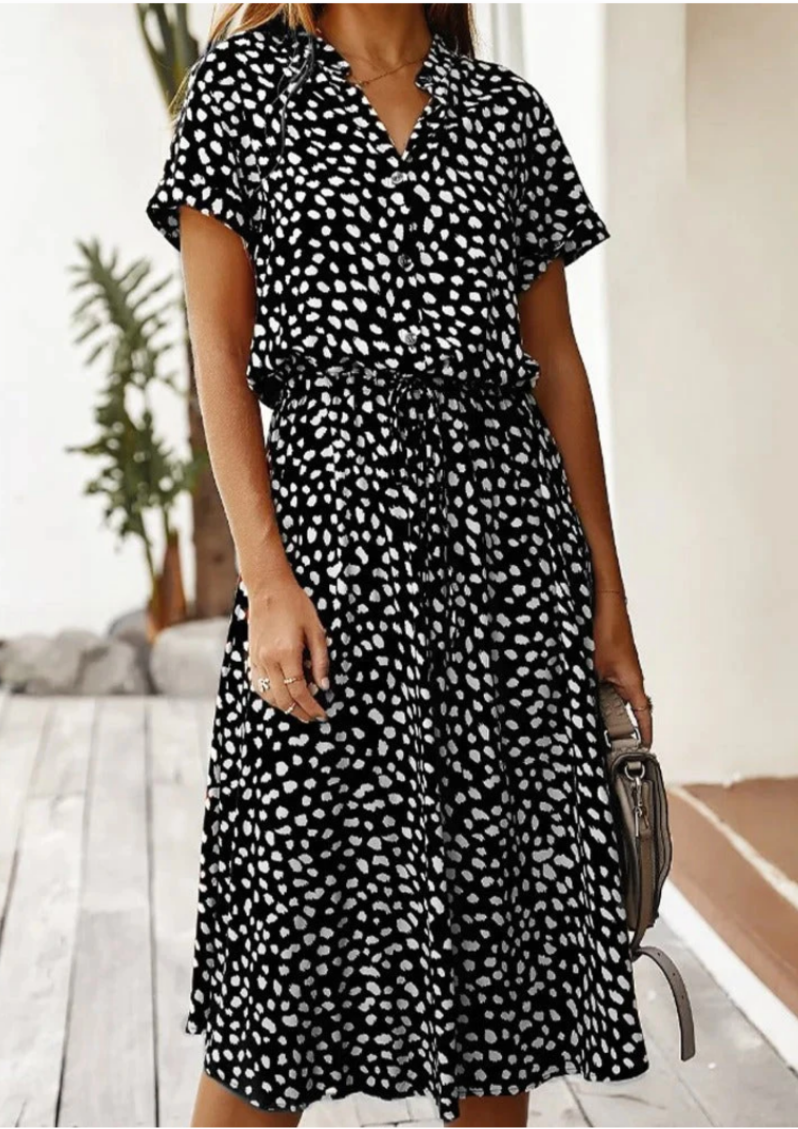 Sylvaine Fontecrois | Spotted Print Button-Down Midi Dress