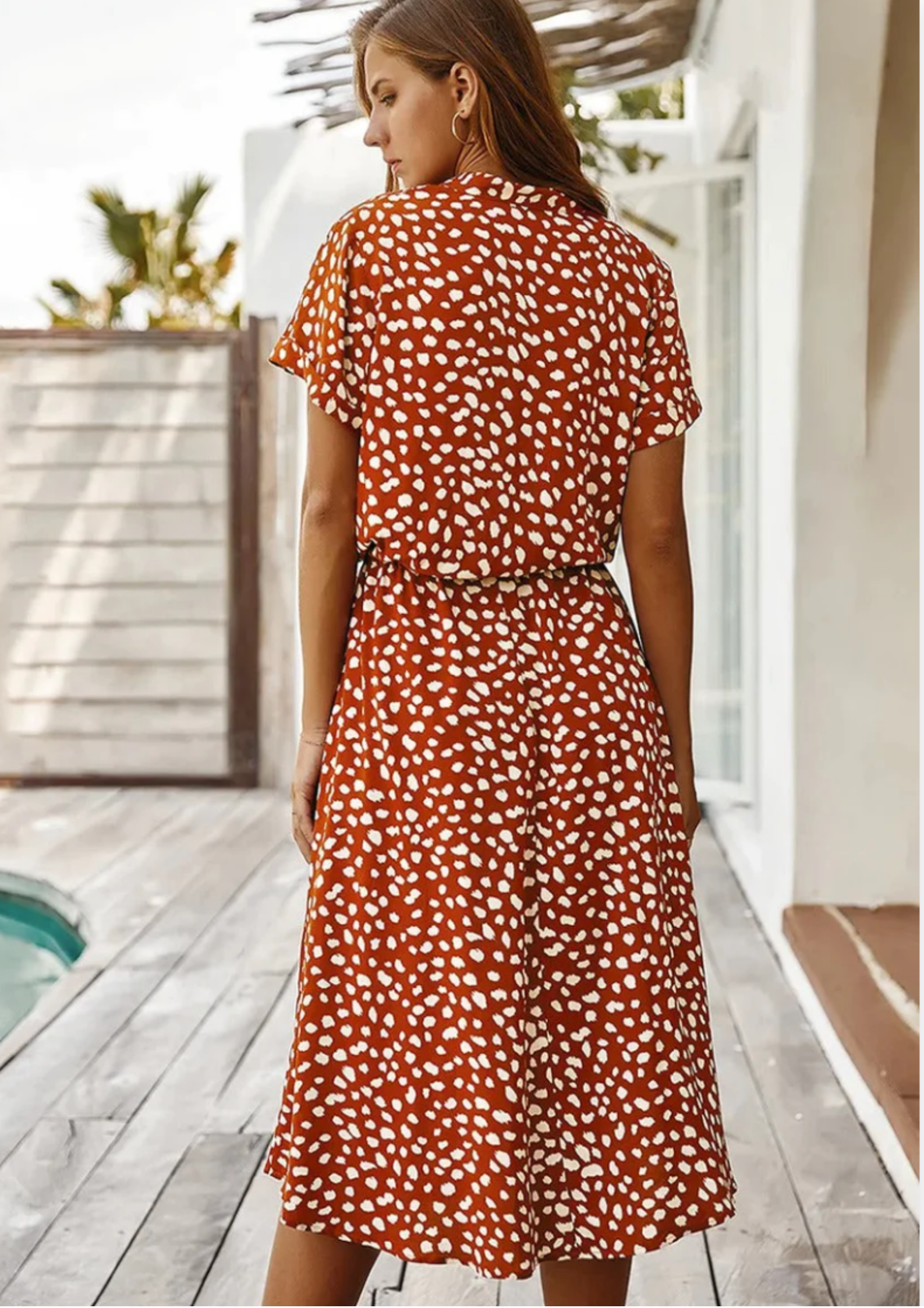 Sylvaine Fontecrois | Spotted Print Button-Down Midi Dress