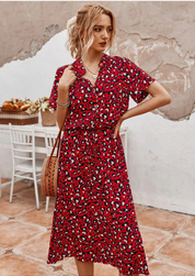 Sylvaine Fontecrois | Spotted Print Button-Down Midi Dress