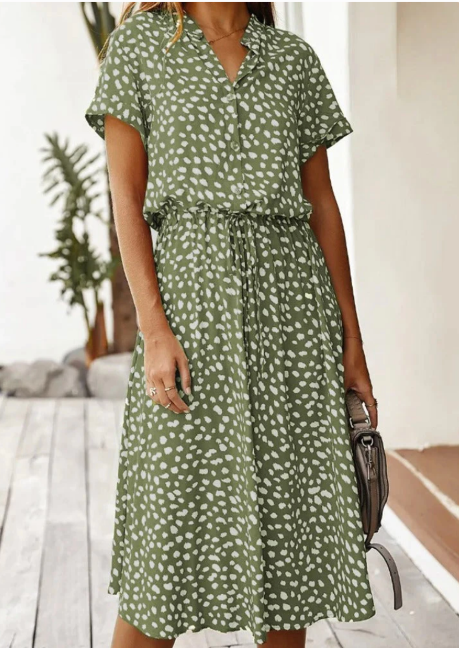 Sylvaine Fontecrois | Spotted Print Button-Down Midi Dress