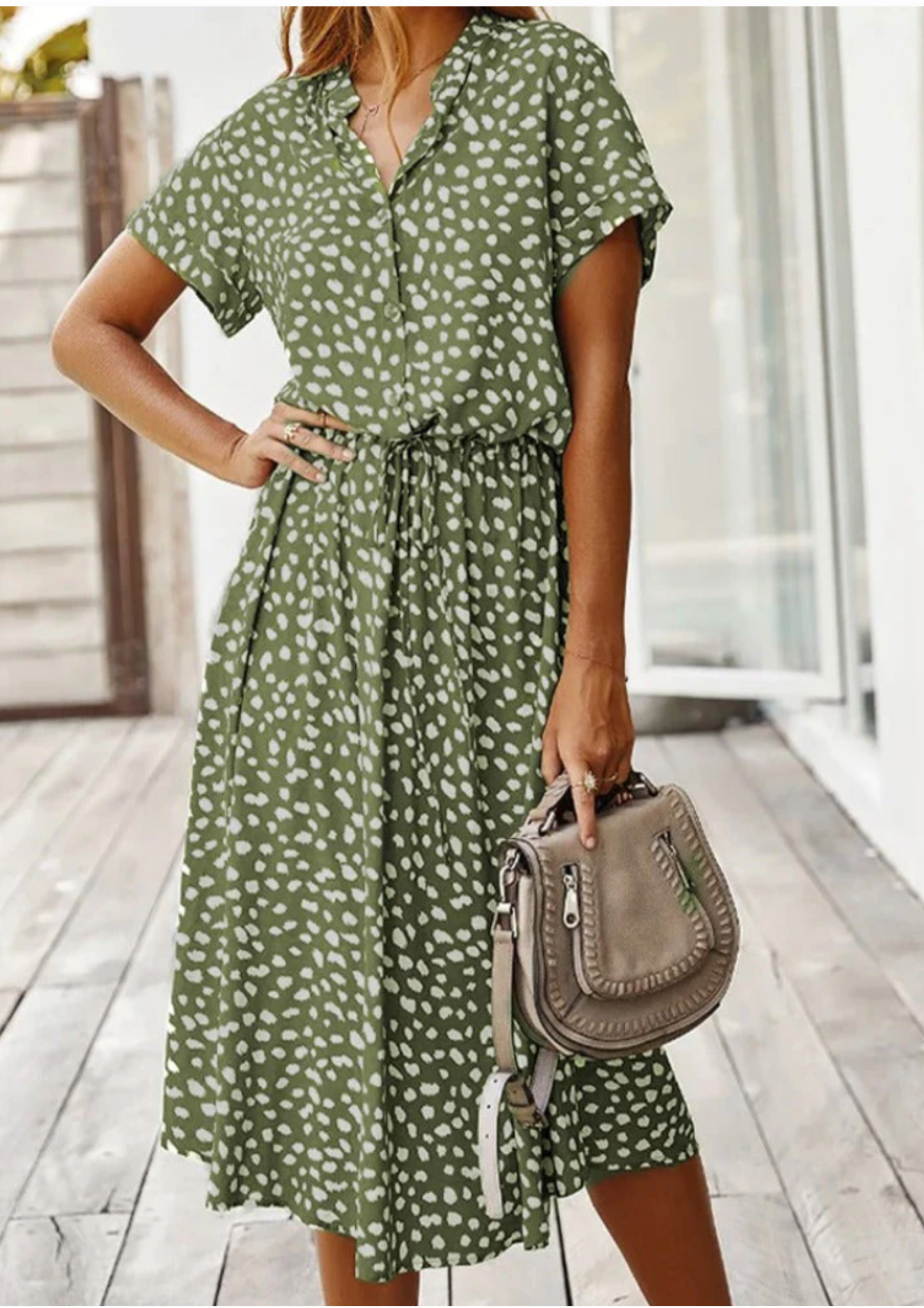 Sylvaine Fontecrois | Spotted Print Button-Down Midi Dress