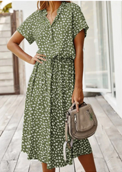 Sylvaine Fontecrois | Spotted Print Button-Down Midi Dress