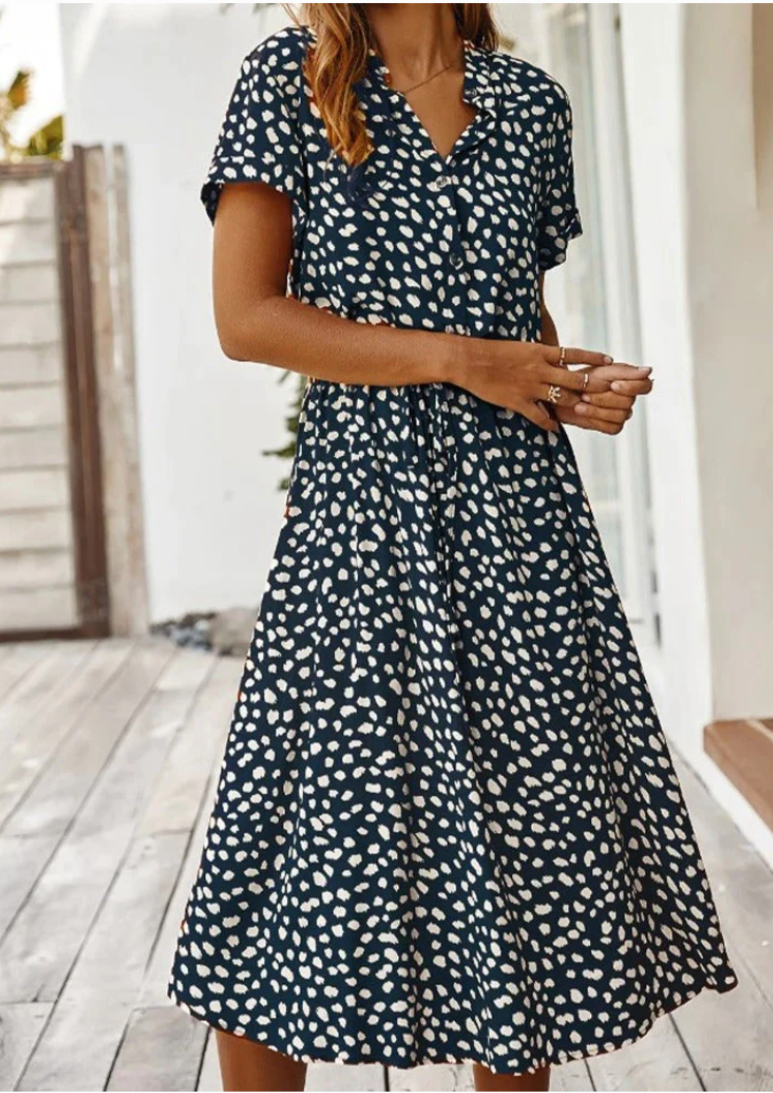Sylvaine Fontecrois | Spotted Print Button-Down Midi Dress