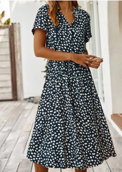 Sylvaine Fontecrois | Spotted Print Button-Down Midi Dress