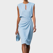 Camille Wrenthorpe | Light Blue Sleeveless Keyhole Midi Dress