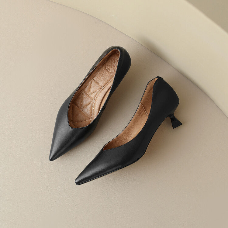 Eloise Fontbriand | Nude Pointed Toe Kitten Heel Pumps