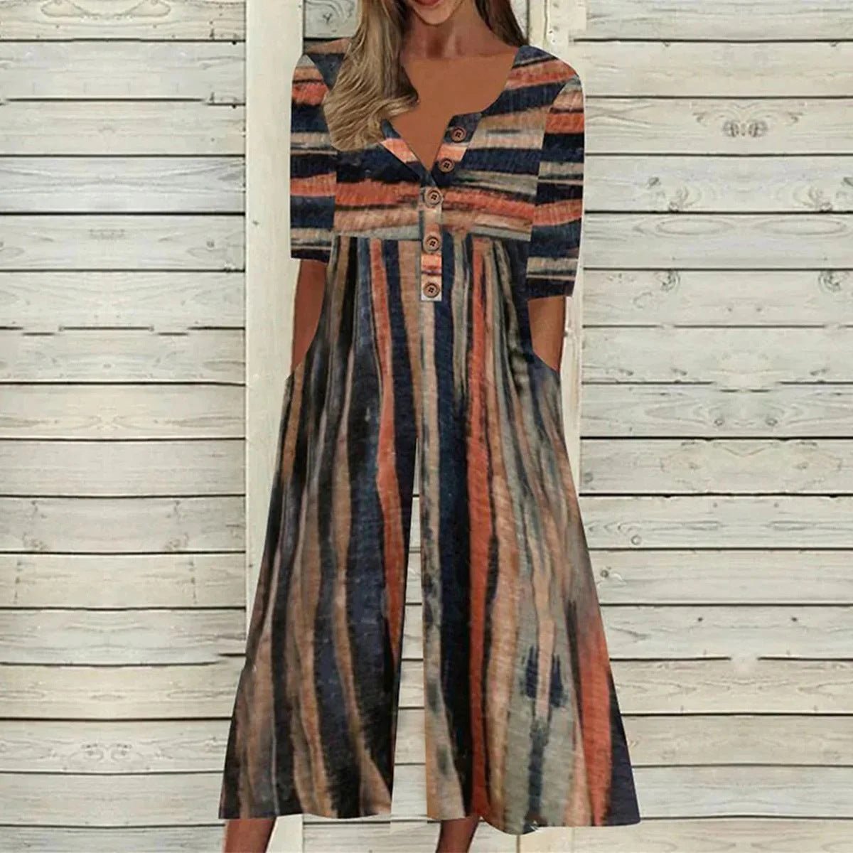 Amélie Fontenard | Blue Leaf Print Wide Leg Jumpsuit