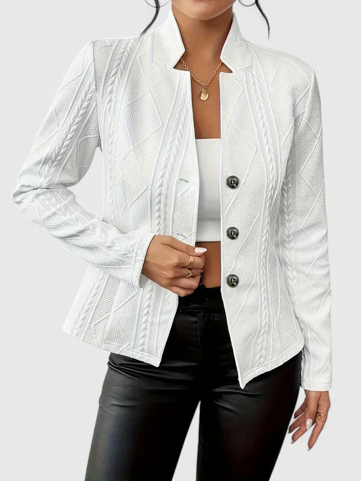 Christelle Ravenscroft | Elegant Pink Cable-Texture Blazer