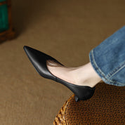 Eloise Fontbriand | Nude Pointed Toe Kitten Heel Pumps