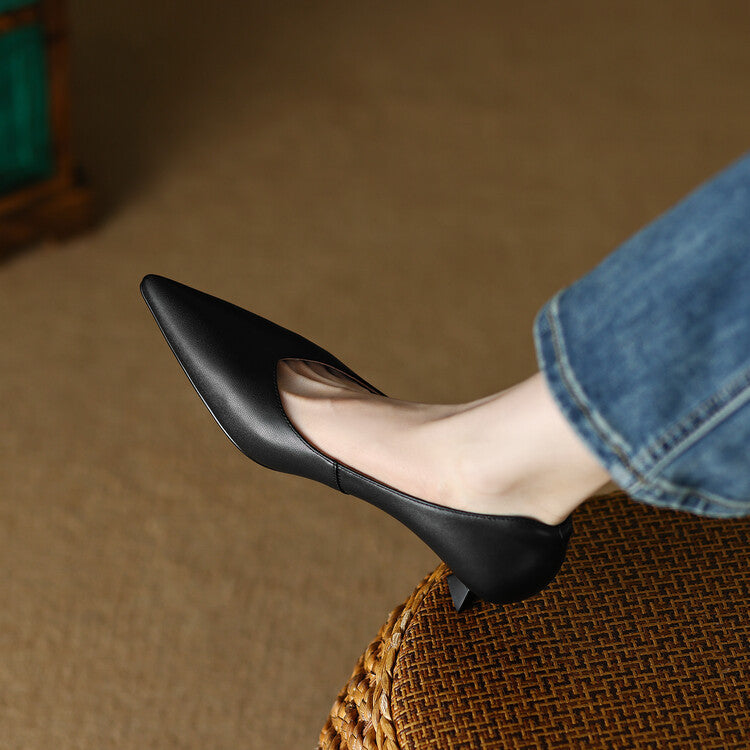 Eloise Fontbriand | Nude Pointed Toe Kitten Heel Pumps