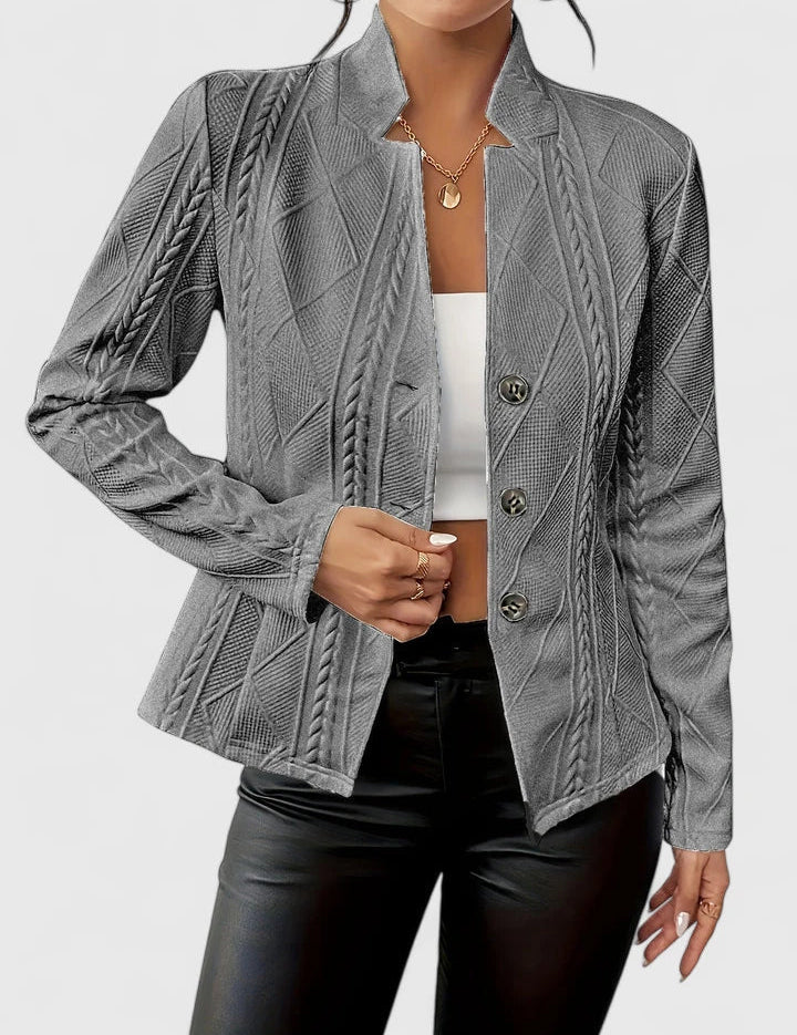 Christelle Ravenscroft | Elegant Pink Cable-Texture Blazer