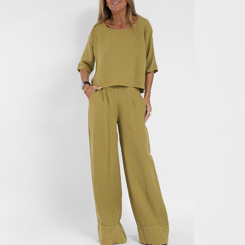 Mariette Vossenburg | Relaxed Linen Two-Piece Set in Beige