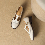Vivienne Marcourt | Leather T-Strap Mary Jane Shoes with Brogue Detail