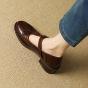 Vivienne Marcourt | Leather T-Strap Mary Jane Shoes with Brogue Detail