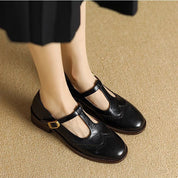 Vivienne Marcourt | Leather T-Strap Mary Jane Shoes with Brogue Detail