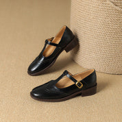 Vivienne Marcourt | Leather T-Strap Mary Jane Shoes with Brogue Detail