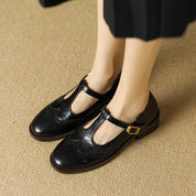 Vivienne Marcourt | Leather T-Strap Mary Jane Shoes with Brogue Detail