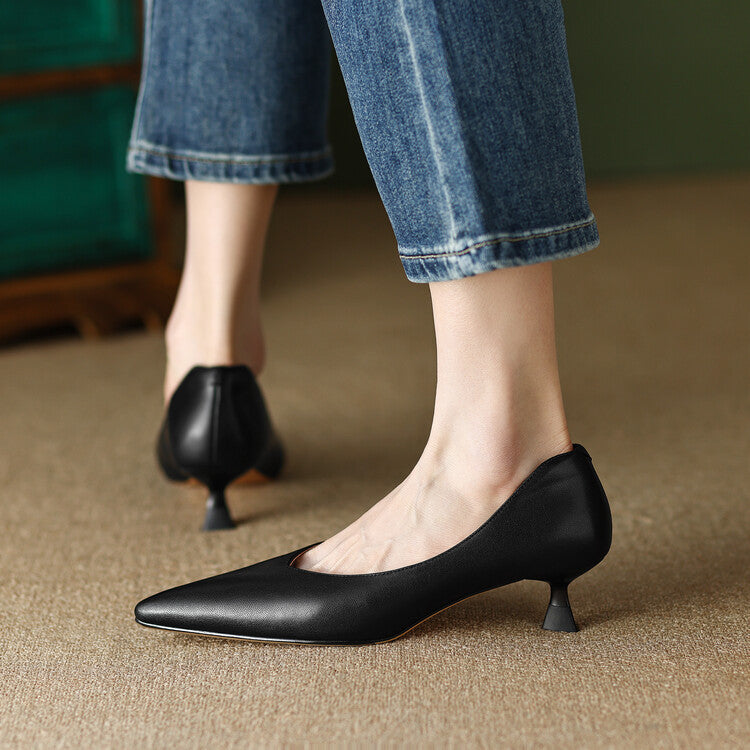Eloise Fontbriand | Nude Pointed Toe Kitten Heel Pumps