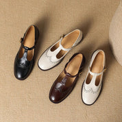 Vivienne Marcourt | Leather T-Strap Mary Jane Shoes with Brogue Detail