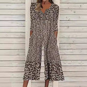 Amélie Fontenard | Blue Leaf Print Wide Leg Jumpsuit