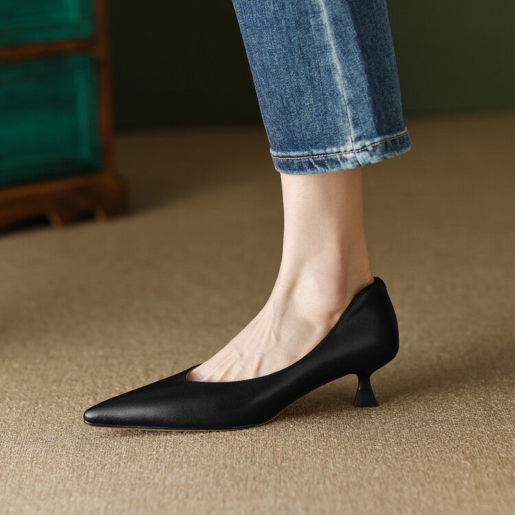Eloise Fontbriand | Nude Pointed Toe Kitten Heel Pumps