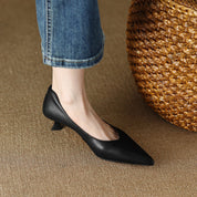 Eloise Fontbriand | Nude Pointed Toe Kitten Heel Pumps