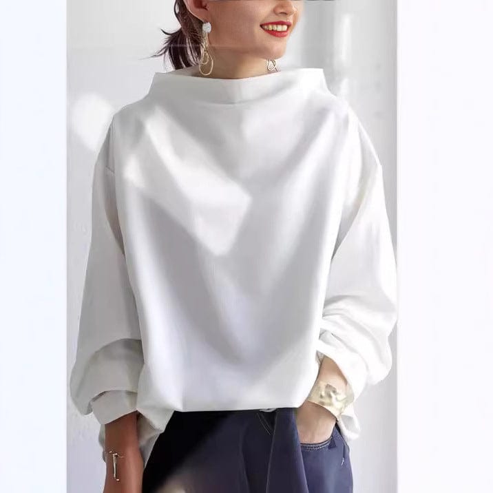 Elaine Montcourt | Oversized Mock Neck Sweatshirt in Black
