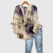 Elspeth Carmontaine | Blue Floral Ruffle Sleeve Blouse