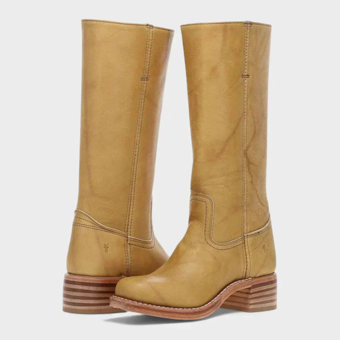 Dominique Ravenbourne | Black Leather Knee-High Western Boots