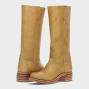 Dominique Ravenbourne | Black Leather Knee-High Western Boots