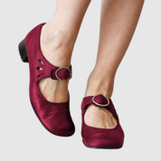 Emmeline Varreaux | Black Leather Mary Jane Low Heel Shoes